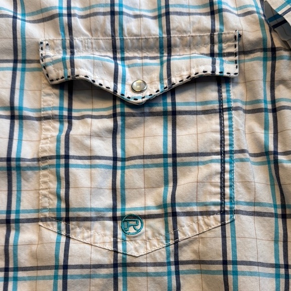 Roper Blue and White Casual Snap Button Down Shirt - Picture 5 of 7